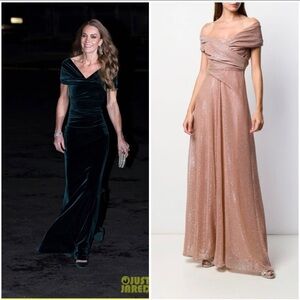 Off-Shoulder Evening Dress - Shimmer Pink